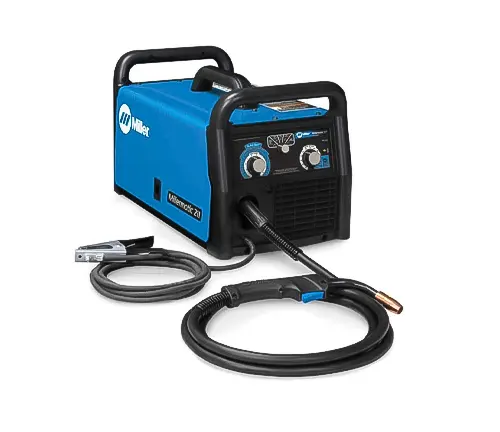 Blue Miller Millermatic 211 MIG welder with cables and welding gun