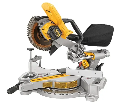 Modern yellow and silver miter saw for precision cutting