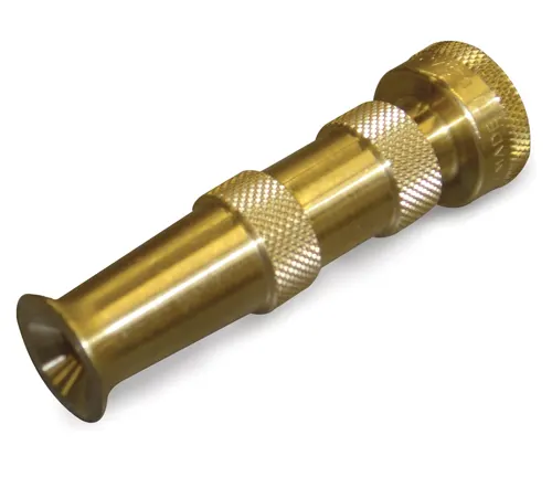 Dramm 12380 Heavy-Duty Brass Adjustable Hose Nozzle on a white background