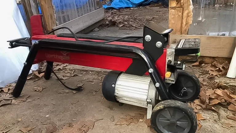 Red and black Earthquake Electric W500 Log Splitter with wheels
