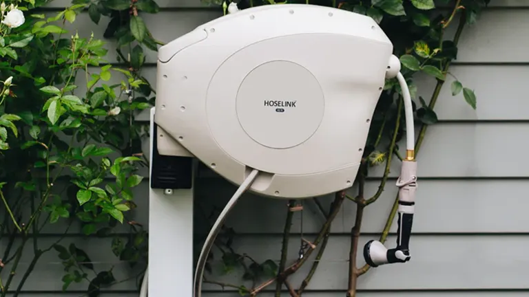 Installed HOSELINK Automatic Retractable Hose Reel in the backyard