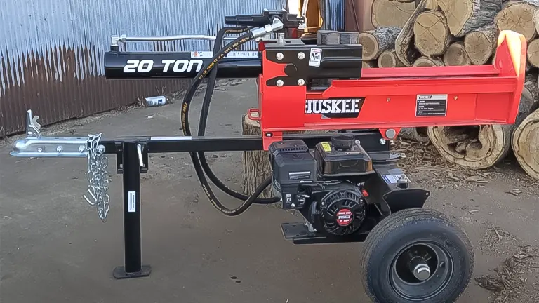 Side view of a Huskee 20T Log Splitter with a 209cc engine