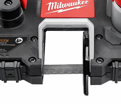 Close of Milwaukee Cordless Sub-Compact Bandsaw Kit in white background