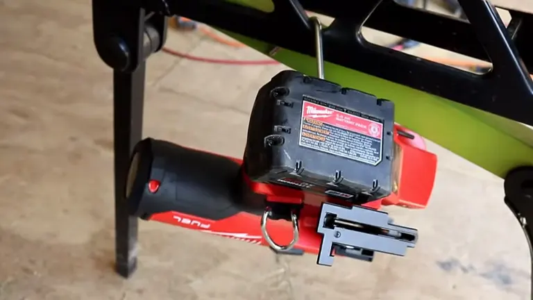Milwaukee M18 FUEL hangging beside the table