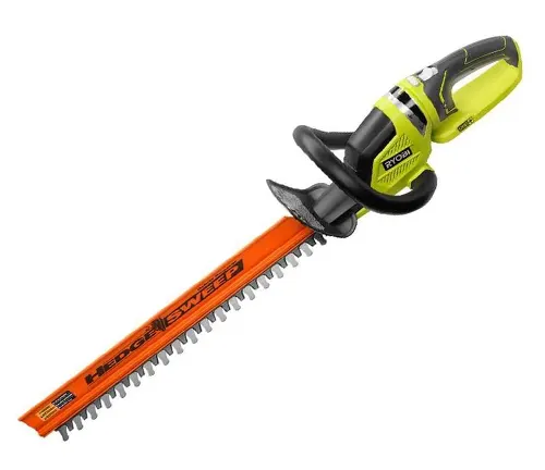 Ryobi 22 in. 18-Volt Cordless Hedge Trimmer on a white background