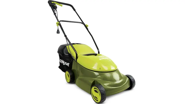 Best Lawn Mower for the Money 2024 - Sun Joe Electric Lawn Mower on a white background