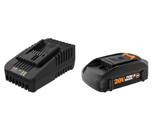 WORX Power Share battery and charger set on a white background