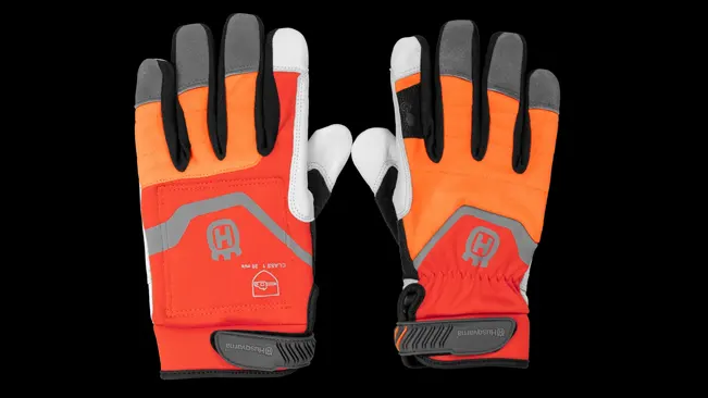 Orange and white gardening gloves