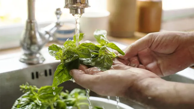 rinse the herbs in cool water