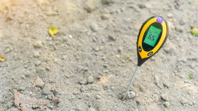 Soil moisture meter reading 65