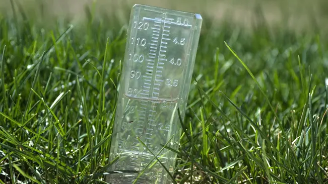 Rain gauge in grass