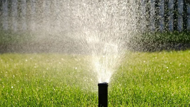 How To Adjust Lawn Sprinkler Heads Sprinkler watering green lawn