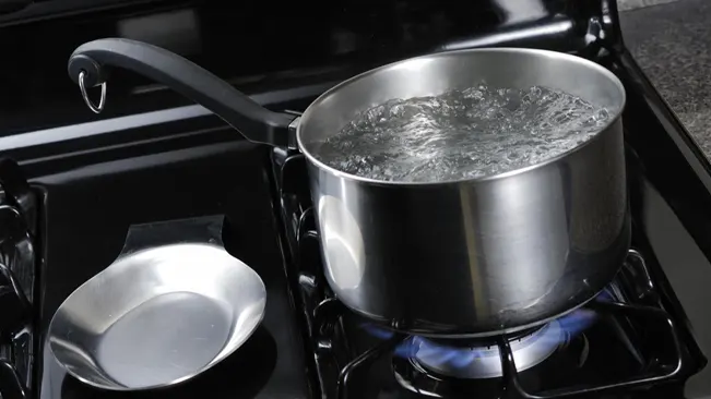 Pot of boiling water on stovetop