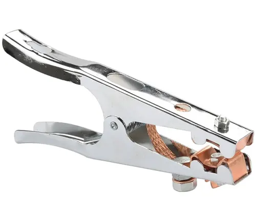 Chrome-finished welding clamp with a copper jaw and adjustable tension mechanism, selected for 2024.