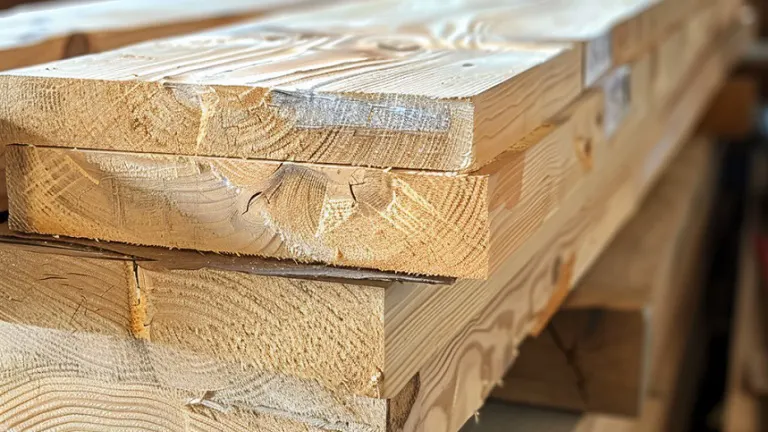 A stack of variously sized lumber pieces, highlighting the concept of nominal lumber sizes.