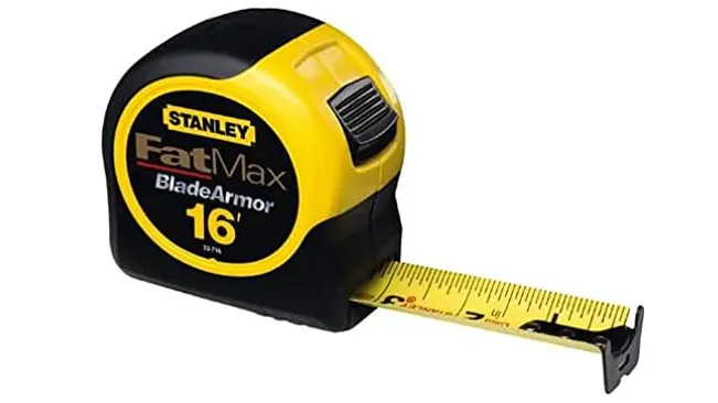 Stanley FatMax 16-foot tape measure with BladeArmor coating.