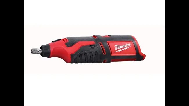 Milwaukee 2460-20 M12 12-Volt cordless rotary tool in red and black.