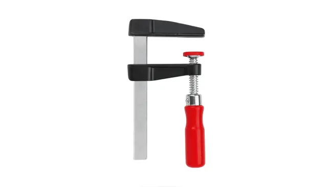 Bessey LM General Purpose Clamp with a red handle isolated on white.