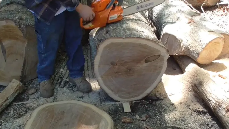 Person cut 20 inch log using Husqvarna 460 Rancher 