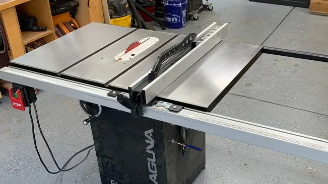 Laguna table saw ready for use in a workshop environment