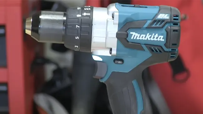 Close-up of a Makita XPH07Z 18V LXT brushless hammer driver-drill.