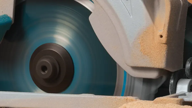 Close up picture of the blade of Makita XSH03Z Circular Saw