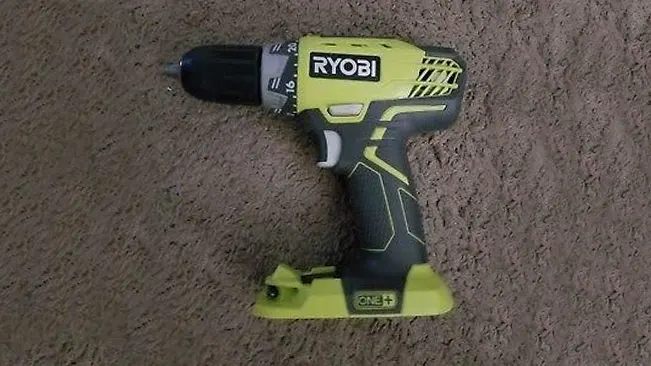 Ryobi P252 18V ONE+ brushless drill/driver on a carpeted floor.
