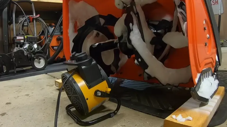 Space heater infront of Snow Blower auger