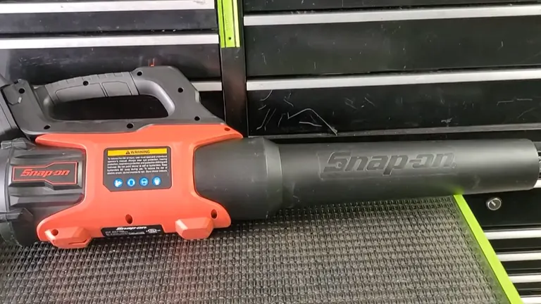 Snap-On Leaf Blower sitting on the metal deck 
