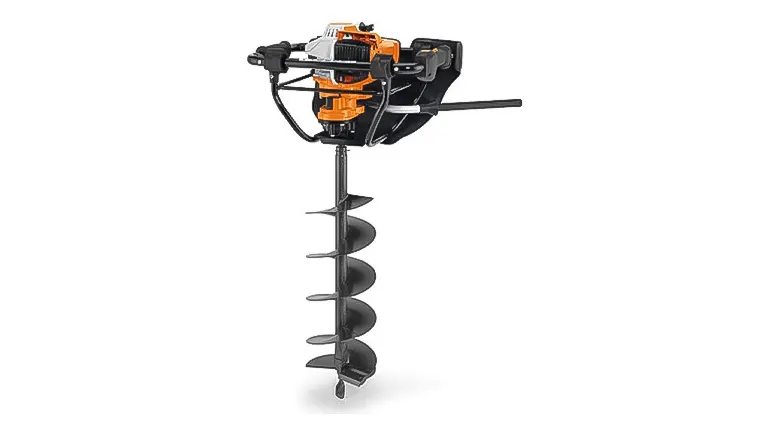 Stihl BT 131 Earth Auger with a mounted drill bit