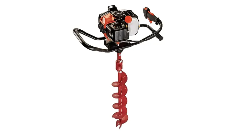 Echo EA-410 Earth Auger with a red spiral drill bit