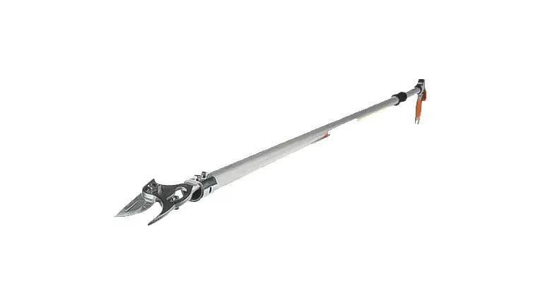 Long-reach manual pruner with metal pole and precision cutting blade