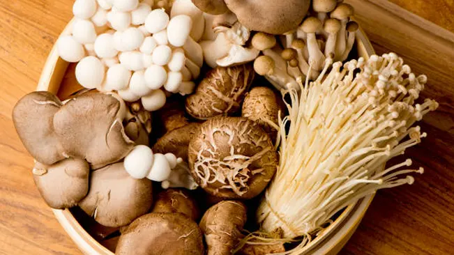 Different varieties of mushroom in a bowl