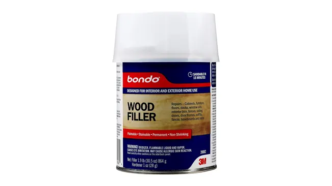 A container of Bondo Wood Filler.
