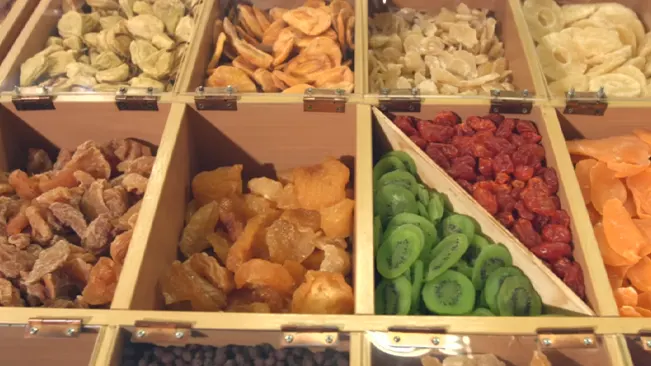 Dried fruits in boxes