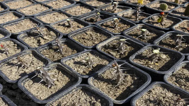 Euphorbia milii dwarf propagation in plant nursery

