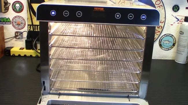 Modern food dehydrator with multiple shelves.