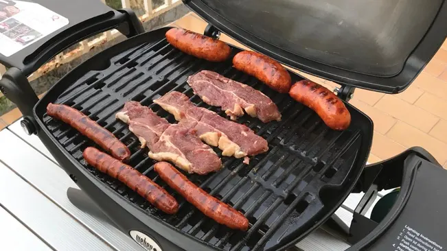 Grilling sausages and steaks