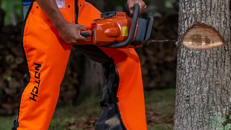 Person using Chainsaw Chaps