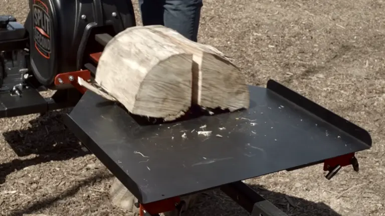 Person cutting big log using Split Second Log Splitter