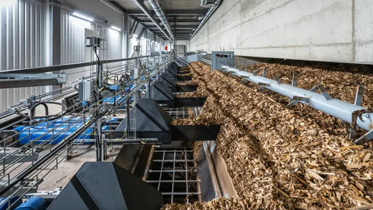 Bioenergy in 2024: An advanced bioenergy facility processing large quantities of biomass for renewable energy production.