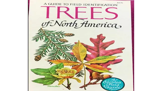 Cover of the book 'Trees of North America' showing illustrations of various leaves and tree parts for field identification.