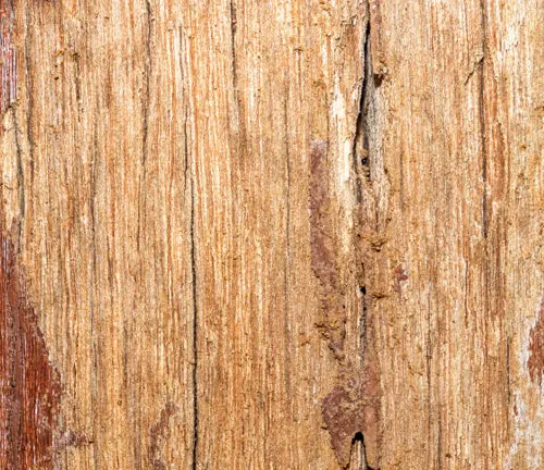 Close-up of timber showing pitch pockets, resin-filled cavities within the wood grain