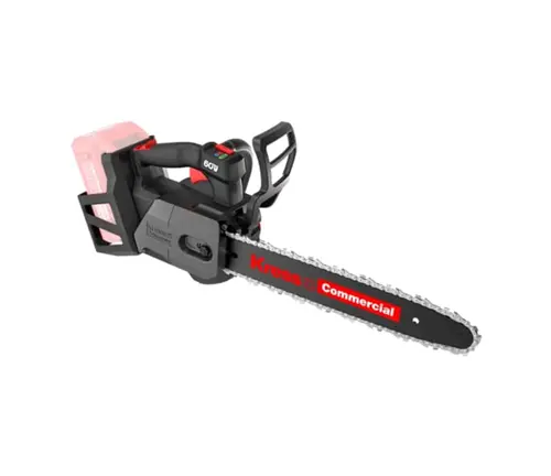 Kress Commercial 60V 14-inch top-handle chainsaw on white background, showing its compact, professional-grade design.